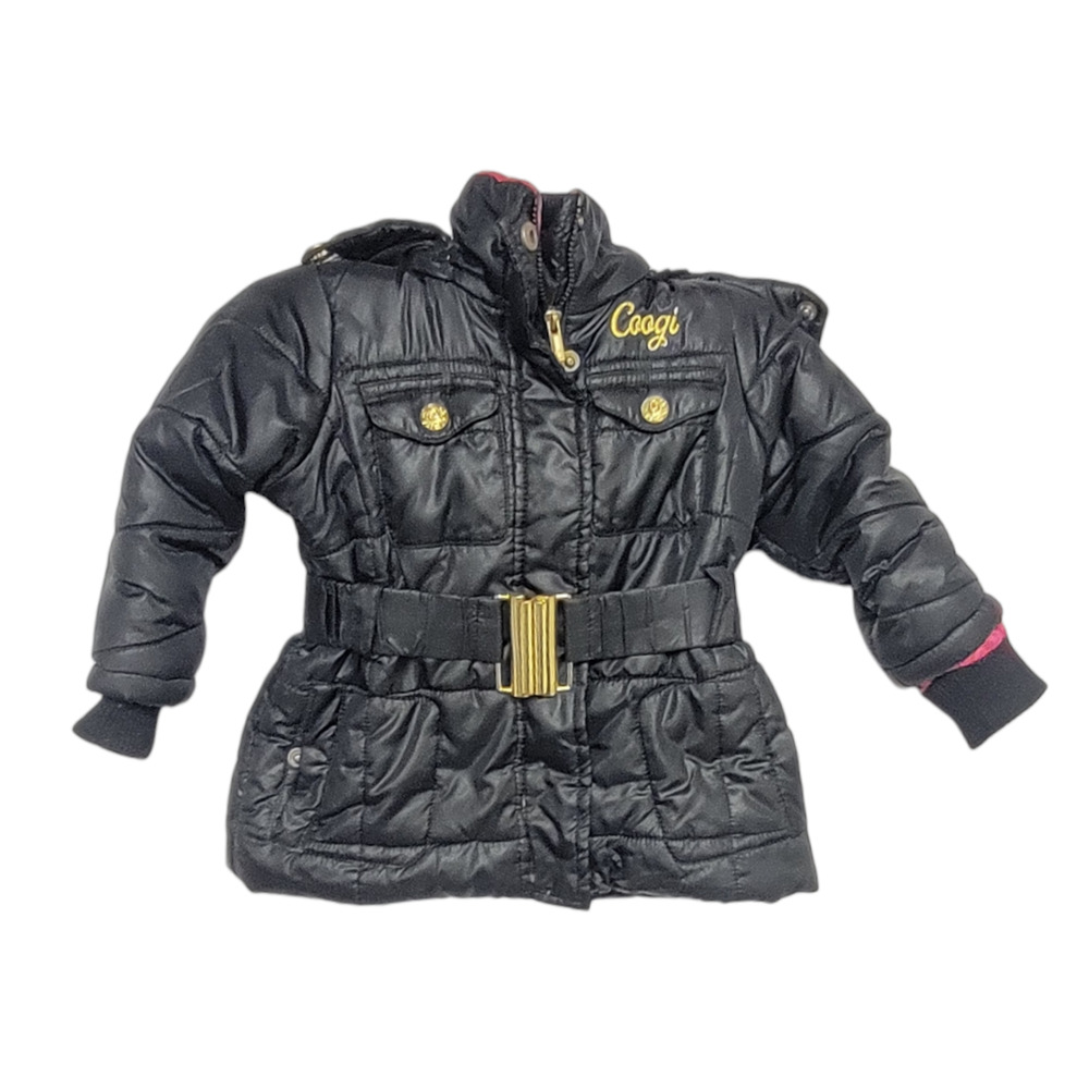 Coogi Girls Removable Hood Winter Coat Jacket Black Pink Lining Size 12 Month - Picture 1 of 9